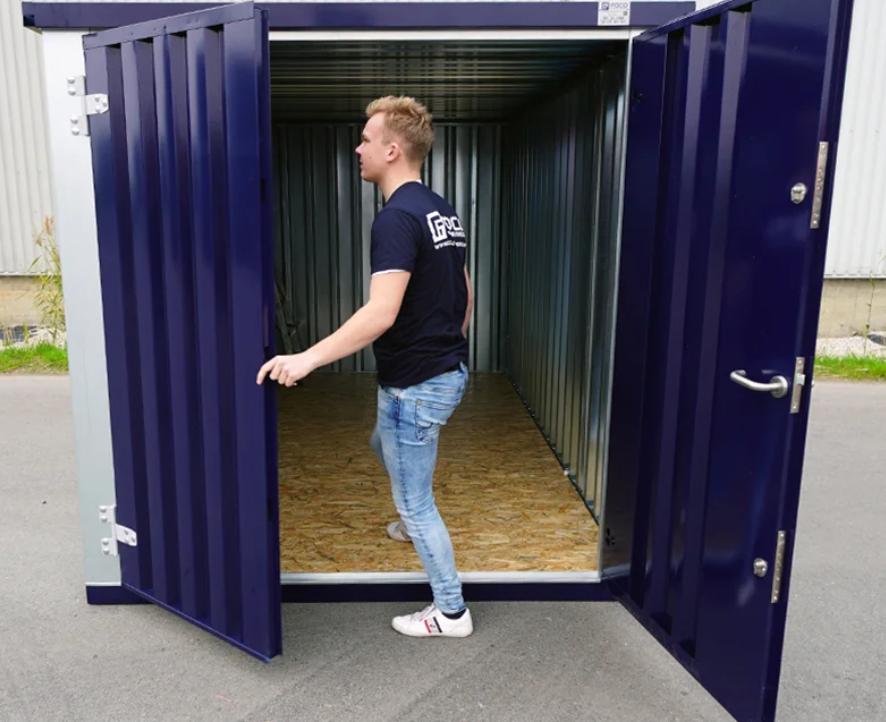 Container Smontabile 2x2m con Pavimento Rialzato – Bicolore Blu/Galvanizzato - immagine 2