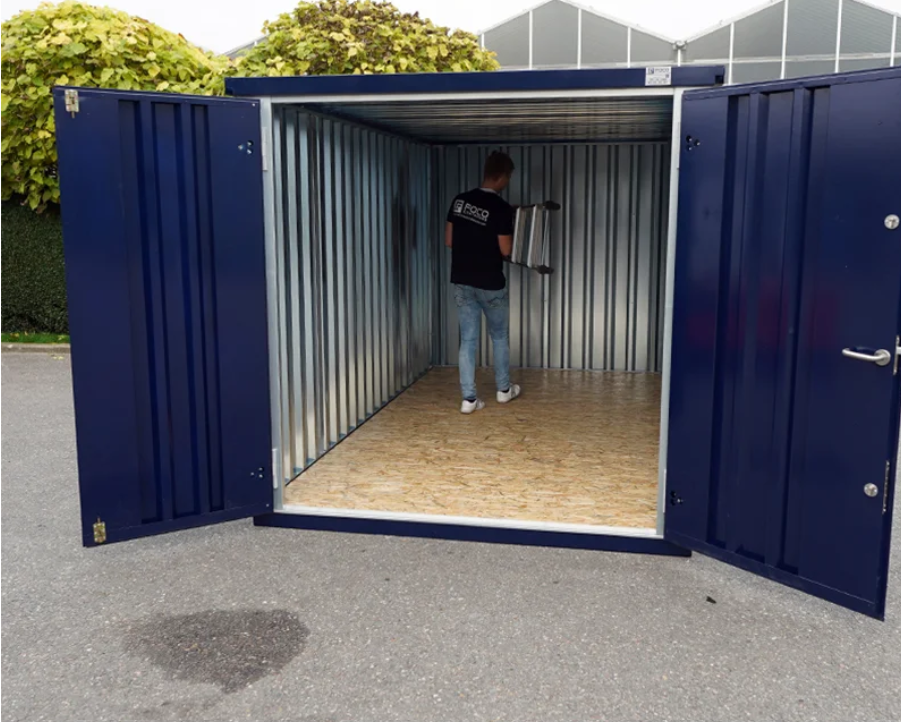 Container Smontabile 2x2m con Pavimento Rialzato – Bicolore Blu/Galvanizzato - immagine 4
